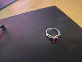 Anillo Gótico Granate y Plata