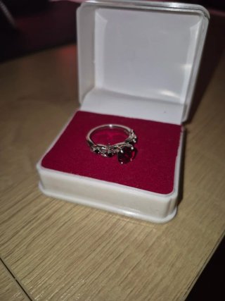 Anillo Gótico Granate y Plata