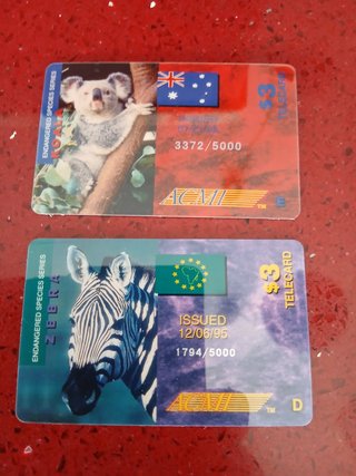 7 Carte Telefoniche Serie Animali
