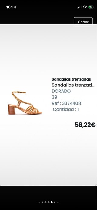 Sandalias doradas trenzadas tacón