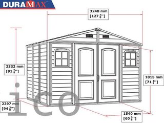 Caseta PVC Woodside 239x324x233 cm - Duramax