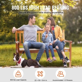 Banco al Aire Libre, Banco de Jardín de Madera de 50 pulgadas para Exteriores, Banco con Capacidad de Carga de 800 lbs, Banco de Jardín y Parque al Aire Libre con Respaldo y Apoyabrazos, Banco de ...
