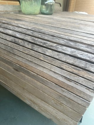 Mesa de jardín de madera con 6 sillas