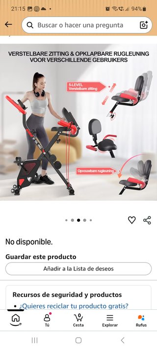 Bicicleta Estática Plegable 3 en 1