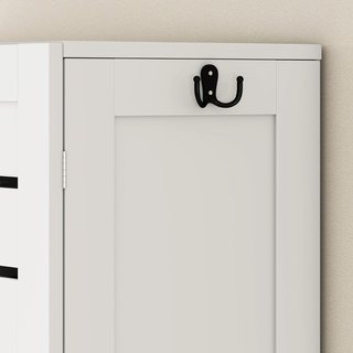 Mueble Sobre WC Con Armario de 2 Puertas y Estante Abierto, Mueble de Baño en MDF, Estante Sobre WC, 67X31.5X190 Cm, Blanco