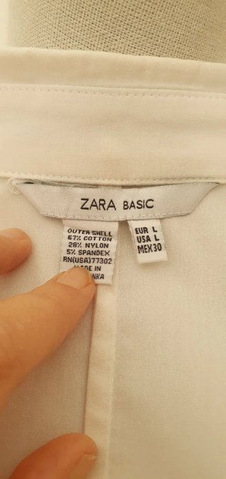 Camicia Zara Bianca Manica 3/4 Tg L