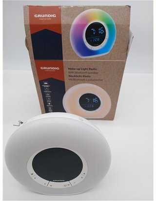 Grundig Despertador Luminoso - Despertador Conectado con Radio y Bluetooth - Lámpara con Pantalla LED - Lámpara de Noche - Blanc