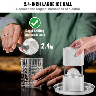 Kit de Prensa de Bolas de Hielo, Prensa de Hielo de Aleación de Aluminio de Aeronave con Molde de Bloque de Hielo, Alfombrilla Grande, Pinzas, Bandeja de Goteo, Un Vaso, Fabricante de Bolas de Hie...