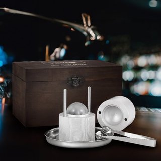 Kit de Prensa de Bolas de Hielo, Prensa de Hielo de Aleación de Aluminio de Aeronave con Molde de Bloque de Hielo, Alfombrilla Grande, Pinzas, Bandeja de Goteo, Un Vaso, Fabricante de Bolas de Hie...