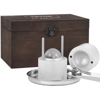 Kit de Prensa de Bolas de Hielo, Prensa de Hielo de Aleación de Aluminio de Aeronave con Molde de Bloque de Hielo, Alfombrilla Grande, Pinzas, Bandeja de Goteo, Un Vaso, Fabricante de Bolas de Hie...