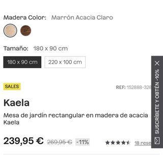 Mesa de jardín Acacia Kalea marca SKLUM