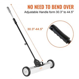 Barredora Magnética Rodante de 22.7 kg con Ruedas, Barredora Magnética de Tipo Empuje, Barredora de Césped con Imán Grande de 74 cm y Mango Telescópico, Limpieza Fácil de Taller, Garaje y Jardín