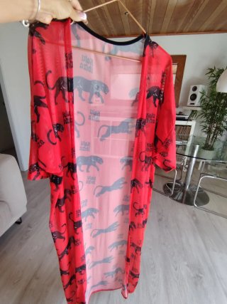 Kimono Kalu Ibiza Rojo con Panteras Negras