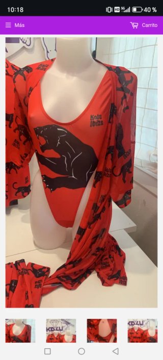 Kimono Kalu Ibiza Rojo con Panteras Negras