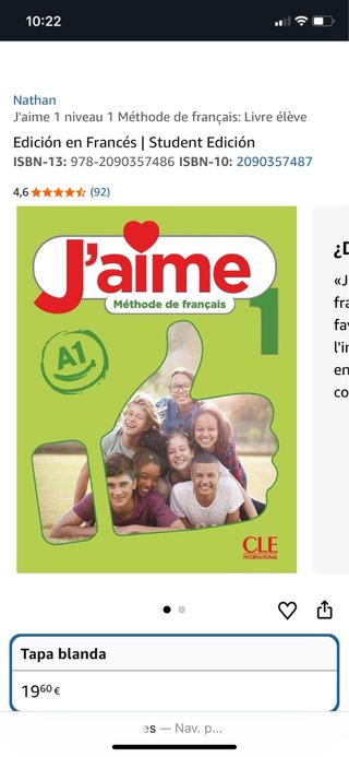 Libro frances A1. Subrayado y escrito.