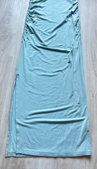 Vestido largo tubo fruncido teal