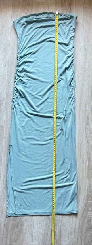 Vestido largo tubo fruncido teal