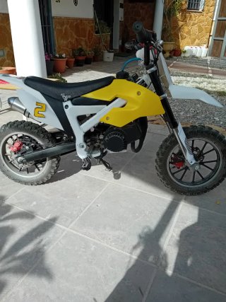 Pitbike Cross 49cc Blanca y Amarilla