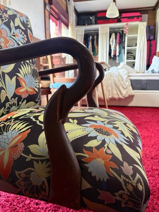Butaca Vintage Estampado Floral Madera
