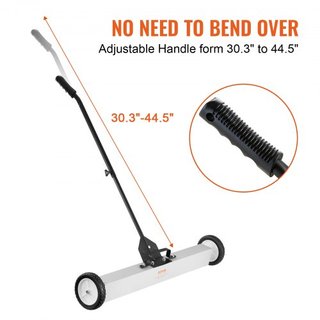Barredora Magnética Rodante de 24.9 kg con Ruedas, Barredora Magnética de Tipo Empuje, Barredora de Césped con Imán Grande de 24 pulgadas y Mango Telescópico, Limpieza Fácil de Taller, Garaje y Jardín