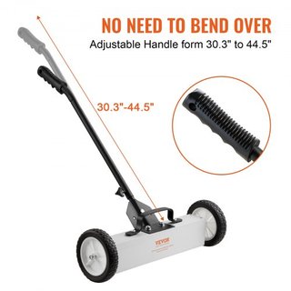 Barredora Magnética Rodante de 20.4 kg con Ruedas, Barredora Magnética de Tipo Empuje, Barredora de Césped con Imán Grande de 18 pulgadas, Imán con Mango Telescópico, Limpieza Fácil de Taller, Gar...