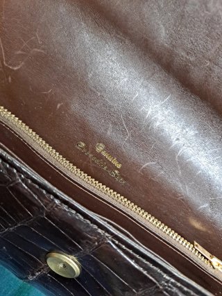 Bolso Piel Cocodrilo Autentica  Marron oscuro