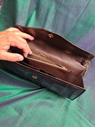 Bolso Piel Cocodrilo Autentica  Marron oscuro