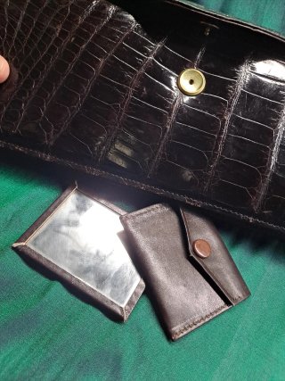 Bolso Piel Cocodrilo Autentica  Marron oscuro
