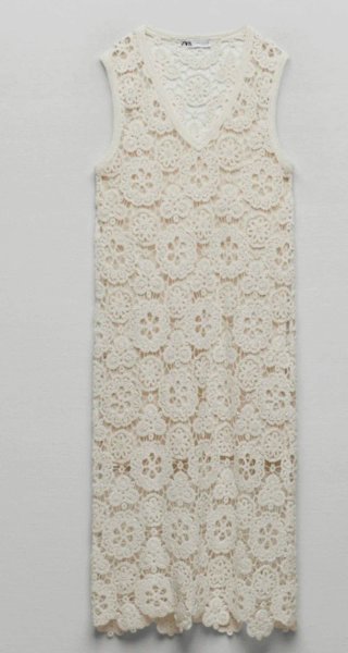 Vestido de crochet beige
