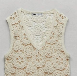 Vestido de crochet beige