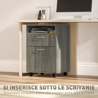 Archivador De Oficina Con Cajón, Armario, Ruedas Con Freno Y Estante Abierto, Cajonera De Oficina Para Carta/Legal/Formato A4, Armario Vertical Para Estudio, 40X35X60 Cm, Gris