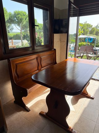 Banco y mesa de cocina madera maciza