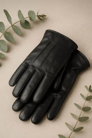 Guanti Eleganti Neri in Pelle - Mai Usati