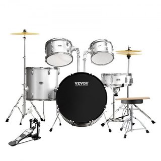 Juego de Batería para Adultos, 5 Piezas, Kit de Batería Completo de 22 Pulgadas con Bombo, Toms, Caja, Batería de Piso, Trono Ajustable, Soportes, Platillo, Pedal de Hi-Hat y Palillos, Kit de Bate...