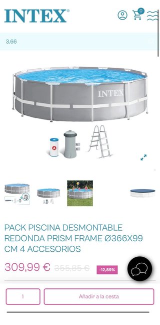 Piscina Intex Prism Frame 3,66x1m Premium pool set