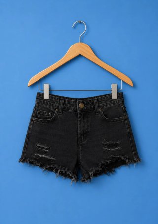 Shorts vaqueros negros rotos talla L