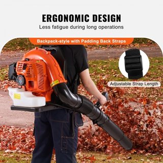 Soplador de Hojas de Mochila, Soplador de Hojas de Gas de 79CC 2 Tiempos con Tanque de Combustible de 3L, Volumen de Aire de 930CFM Velocidad de 184MPH, Ideal para Cuidado del Césped, Limpieza de ...
