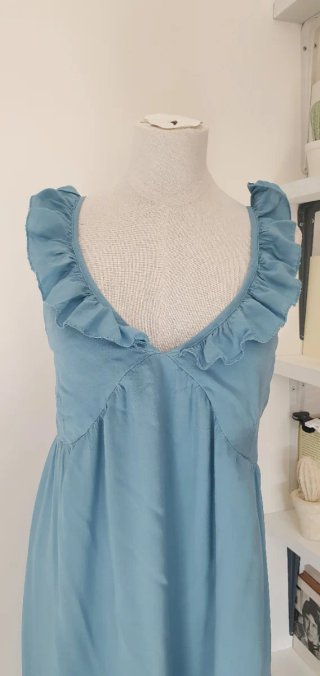 Abito lungo azzurro in viscosa tg m