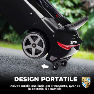 Coche Eléctrico para Niños Con Licencia Oficial RUF GT, Coche Eléctrico para Niños de 3-5 Años Con Control Remoto, Arranque Suave, Cinturón de Seguridad, Luces, Música y USB, Negro
