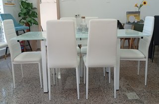 Mesa Extensible DT + 6 Sillas Blancas. ¡EN OFERTA!