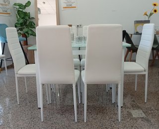 Mesa Extensible DT + 6 Sillas Blancas. ¡EN OFERTA!