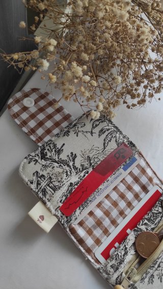 Monedero/Tarjetero cuadro vichy. Artesanal