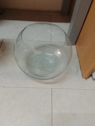 Pecera redonda de cristal