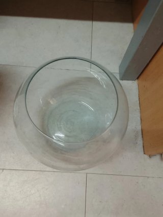 Pecera redonda de cristal