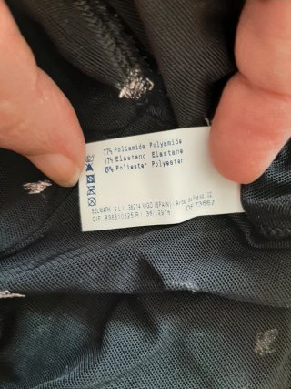Camisón picardías negro con flores bordadas