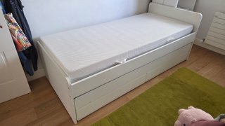 Cama nido IKEA SLÄKT blanca 90x200 + Colchón nido