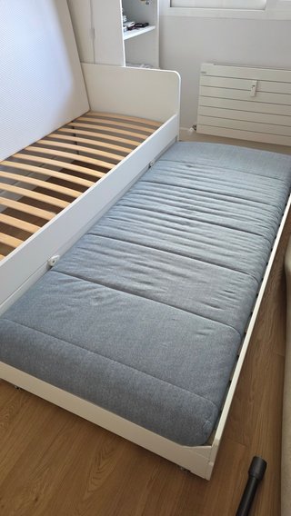 Cama nido IKEA SLÄKT blanca 90x200 + Colchón nido