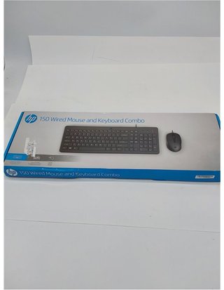 HP 150 Teclado y Ratón con Cable - (1600 PPP - Indicadores LED - Puerto USB-A - 12 Teclas de Atajos - Windows 10 - Windows 11) QWERTY