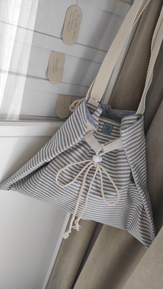 Bolso Tote Reversible Artesanal Rayas