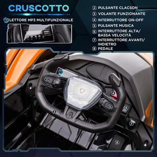 Coche Eléctrico para Niños 12V, Auto para Niños Lamborghini con Control Remoto, Faros LED y Música, Edad 3+ Años, Naranja